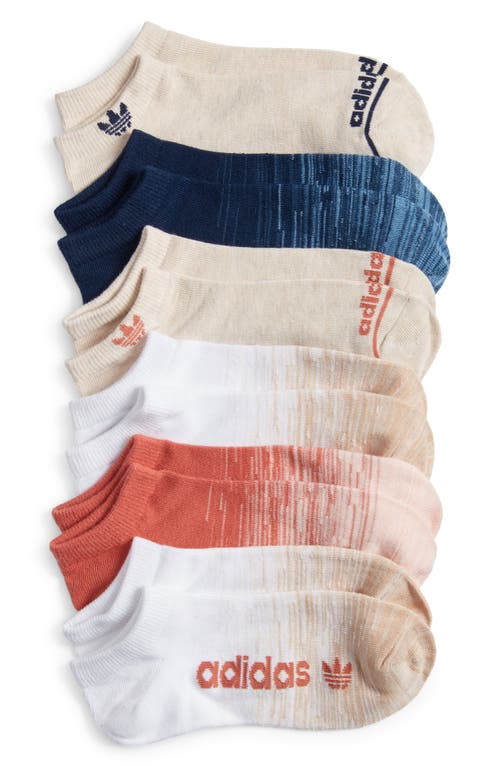 adidas 6-Pack Superlite Gradient No-Show Socks in Wonder White/indigo/red