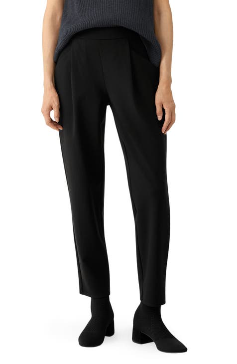 Asoran Women's Black Dress Pants High Waist Ponte Knit Tuxedo Pants Stretch  Straight Slacks with Leather Stripe : : Clothing, Shoes &  Accessories