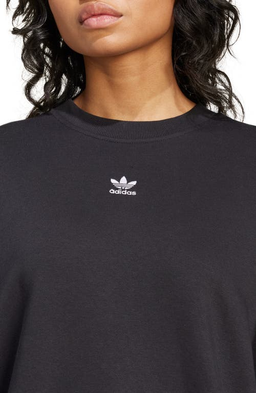 Adidas Originals Essentials Fleece Long Oversized Crew Sweatshirt In Black