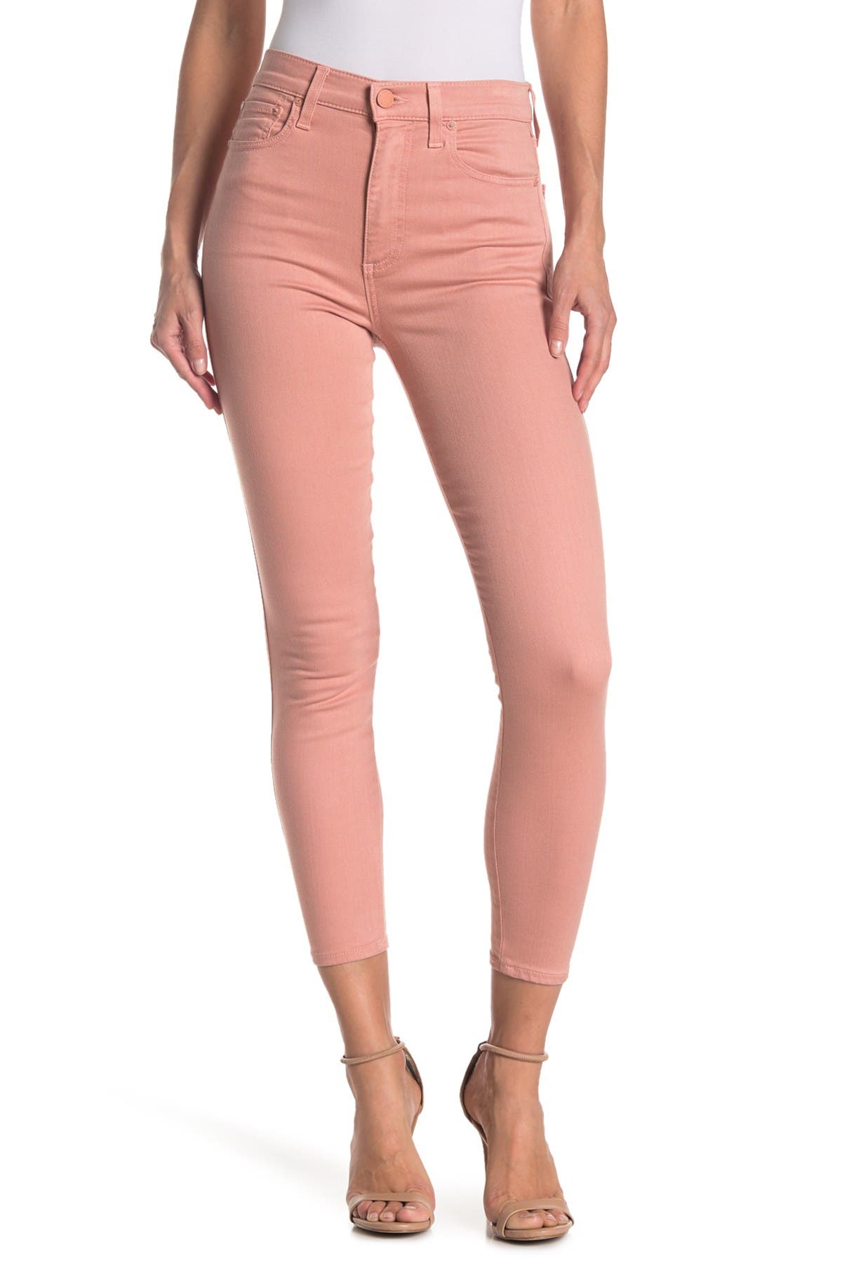Alice And Olivia Good High Rise Ankle Skinny Jeans In Rose Tan