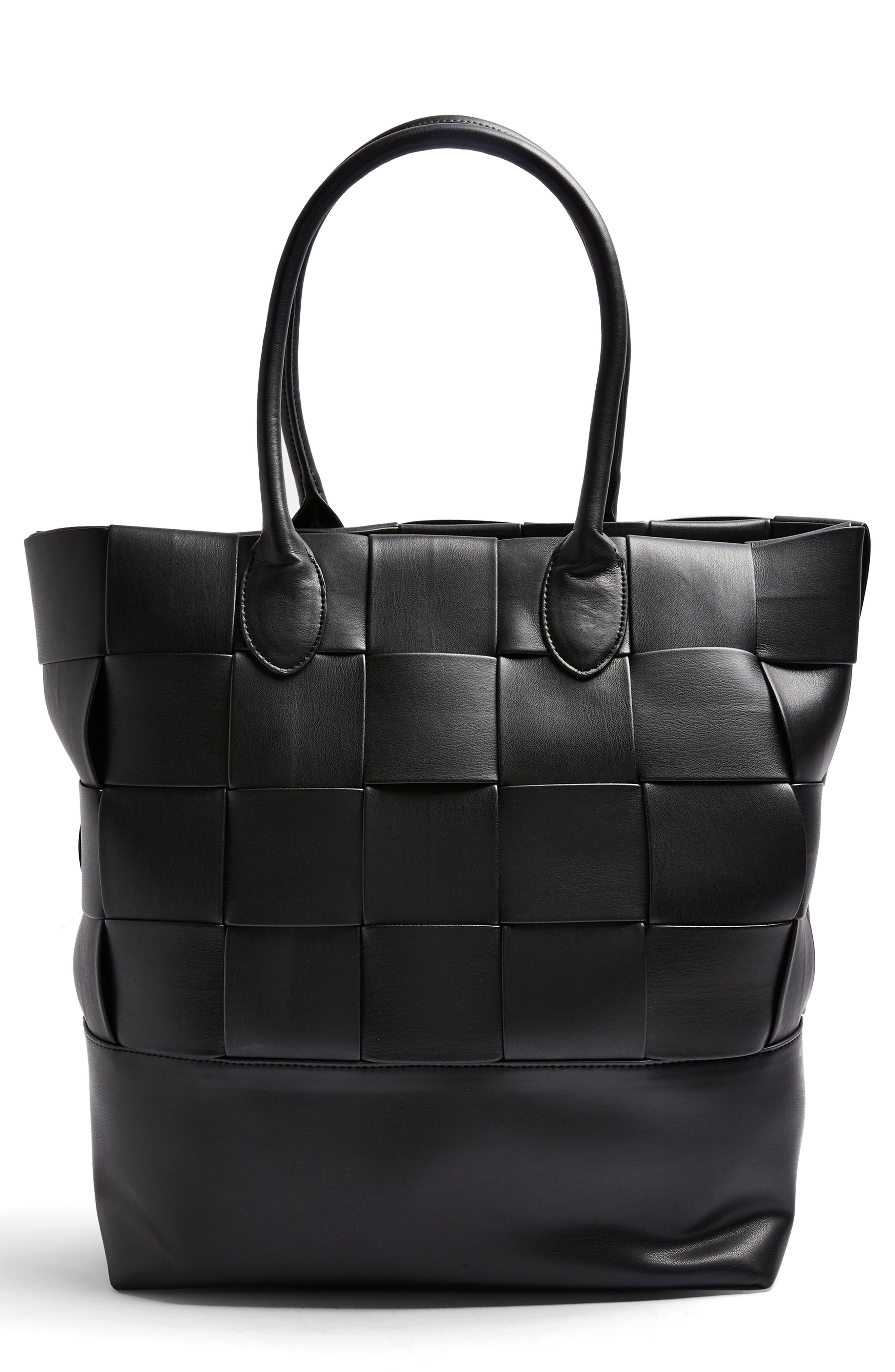TOPSHOP WEAVE FAUX LEATHER TOTE,5045442608525