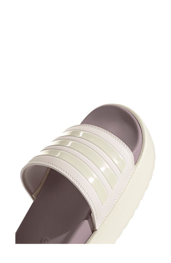 Shop Adidas Originals Adilette Platform Sandal In Ivory/ Purple