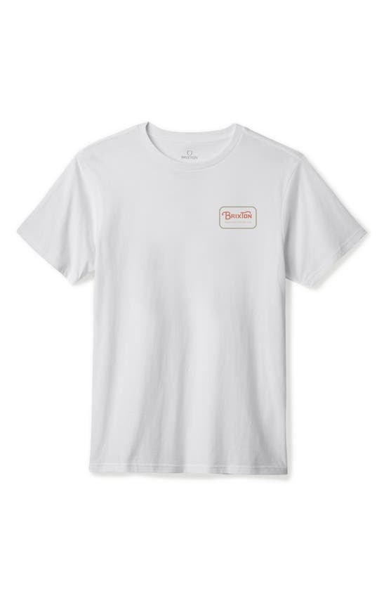 Shop Brixton Grade Short Sleeve Graphic T-shirt In White/ Red Clay/ Sand