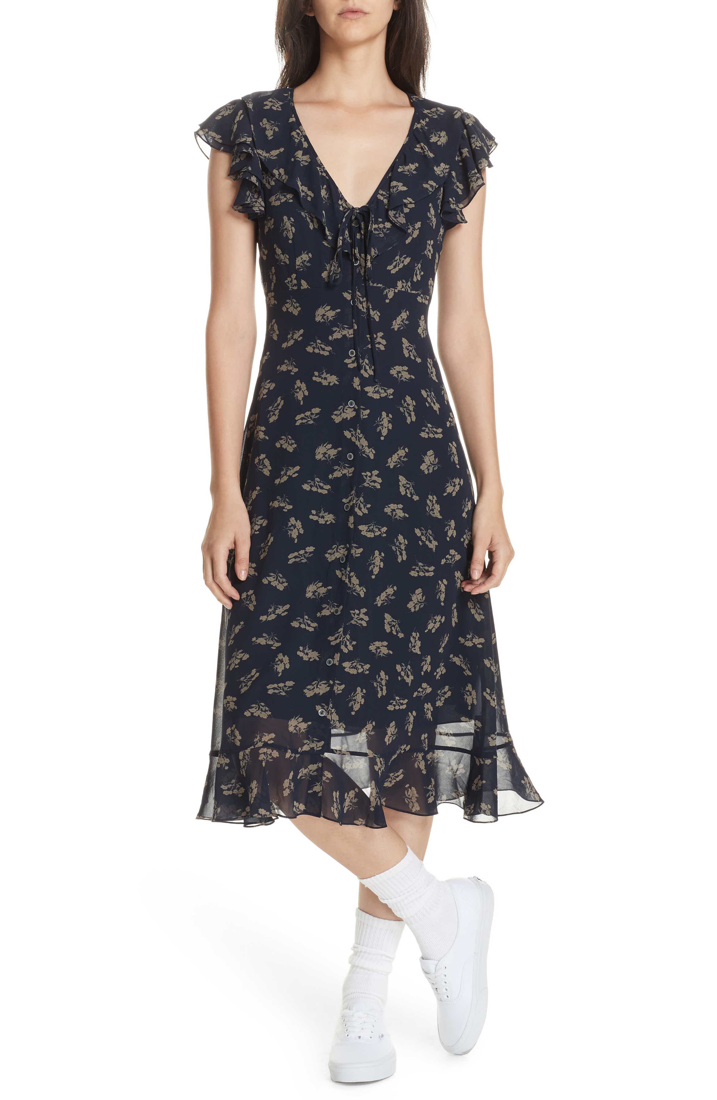 Polo Ralph Lauren Ruffled Floral Midi Dress | Nordstrom
