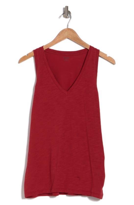 Madewell Whisper Shout Cotton V-neck Tank In Scarlet