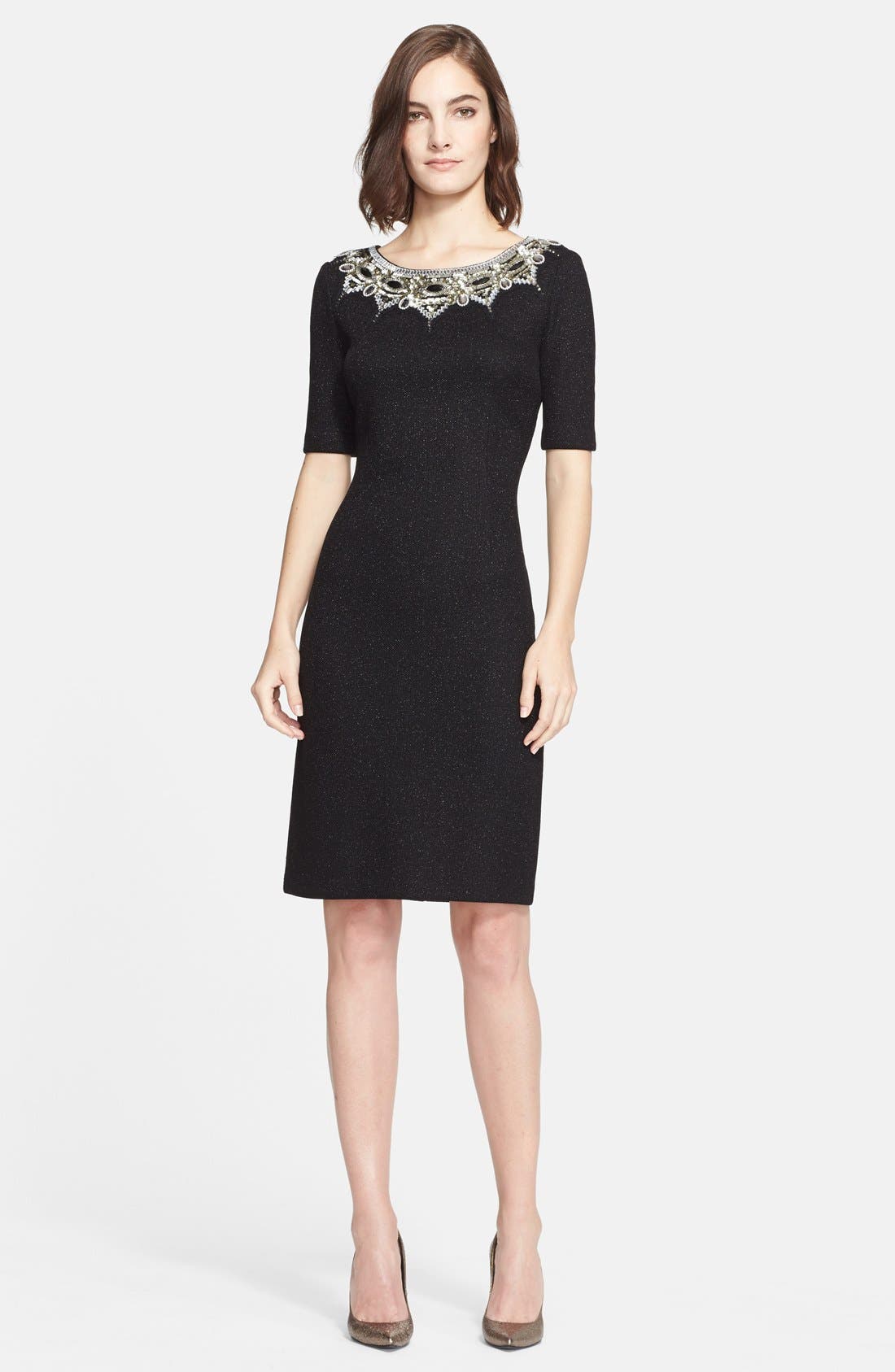 St. John Collection Micro Textured Sparkle Knit Sheath Dress Nordstrom