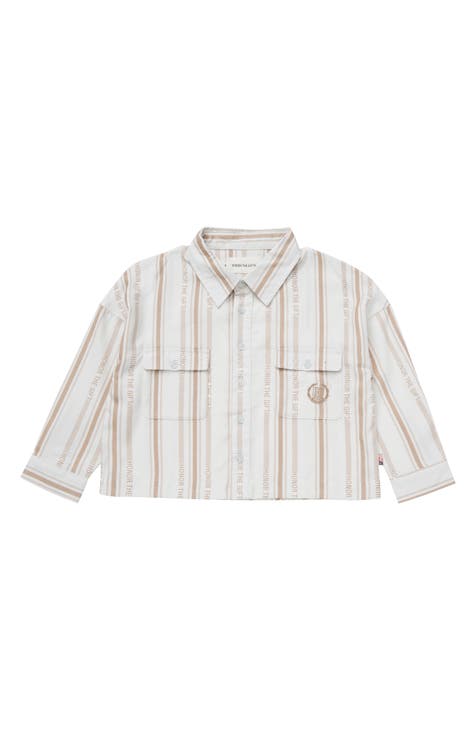 Kids' Stripe Button-Up Uniform Shirt (Big Kid)