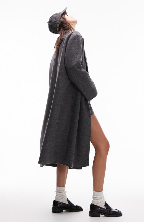 Shop Topshop Oversize Double Breasted Coat In Grey