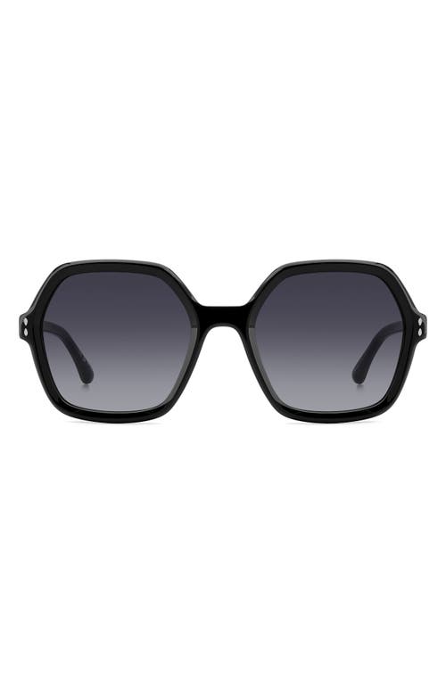 55mm Gradient Square Sunglasses in Black/Grey Shaded