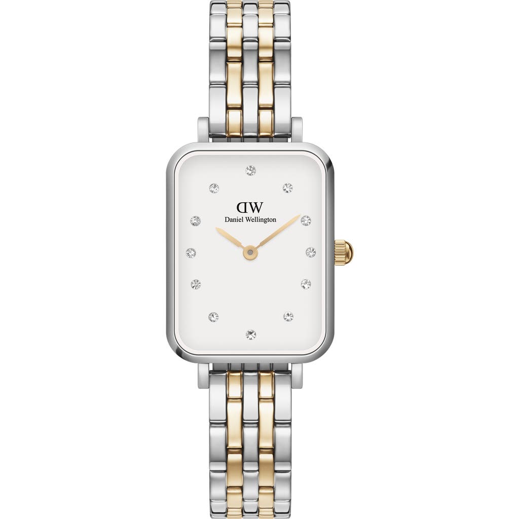 Daniel Wellington Quadro Lumine Two-Tone Bracelet Watch, 20mm x 26mm in Silver/Gold