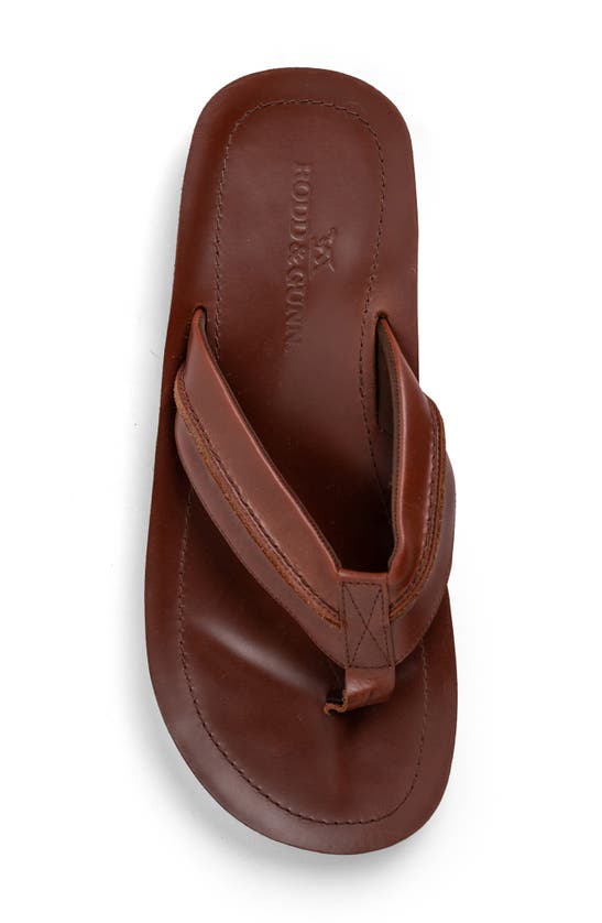 Shop Rodd & Gunn Piha Flip Flop In Cognac Pull Up