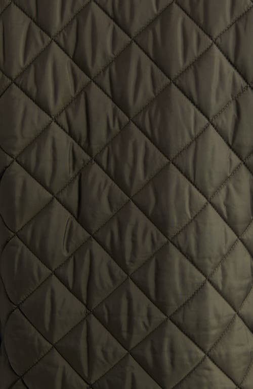 Shop Sam Edelman Quilted Coat With Faux Shearling Collar In Loden