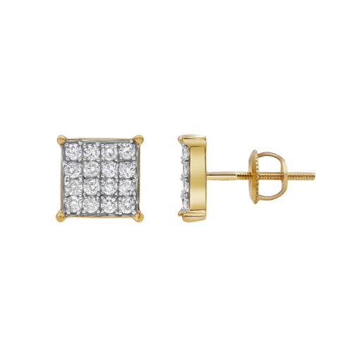 Shop Luvmyjewelry Symmetric Square 14k Yellow Gold Diamond Earrings