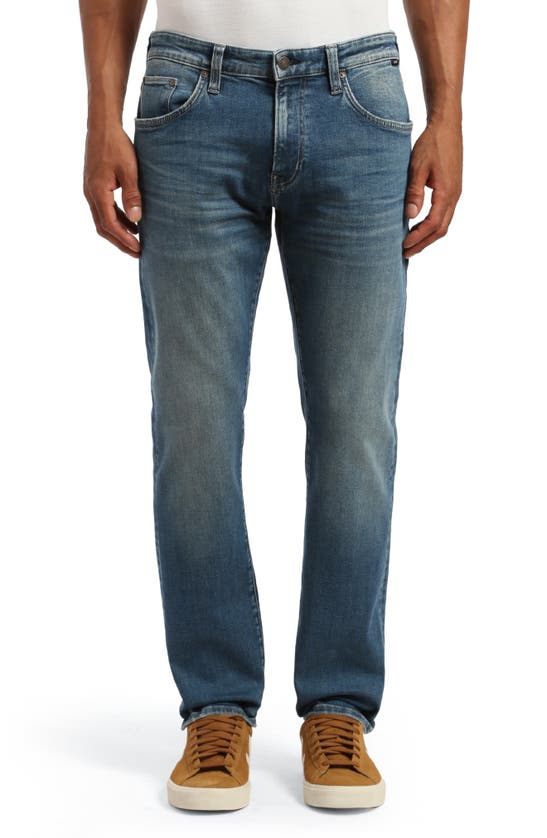 Shop Mavi Jeans Marcus Slim Straight Leg Jeans In Mid Brushed Organic Selvedge