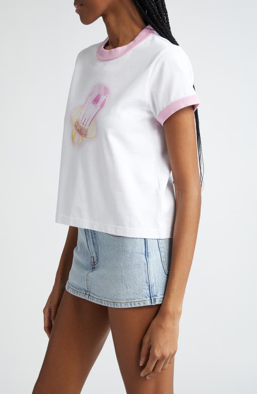 Shop Alexander Wang Sugar Baby Shrunken Ringer Graphic T-shirt In White/pink