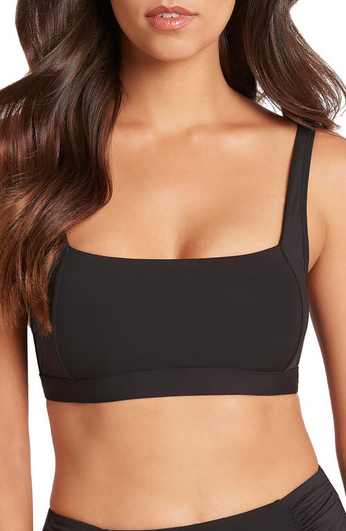 Sea Level Square Neck Bralette Bikini Top Black at Nordstrom, Us