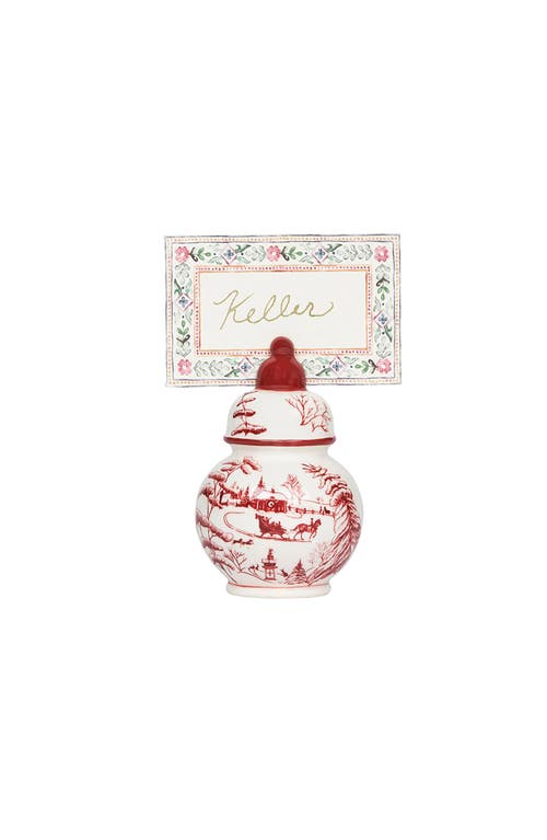 Juliska Country Estate Winter Frolic Ruby Ginger Jar Place Card Holder, Set Of 4 In Ruby
