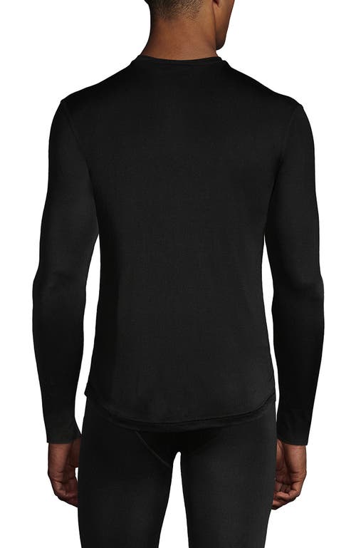 Lands' End Silk Long Underwear Crew Neck In Black