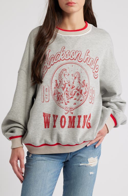 Shop Vinyl Icons Jackson Hole Tipped Graphic Sweatshirt In Heather Grey