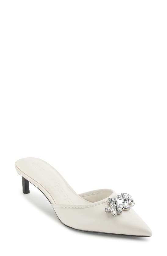 Shop Karl Lagerfeld Paris Sosie Crystal Pointed Toe Pump In Soft White