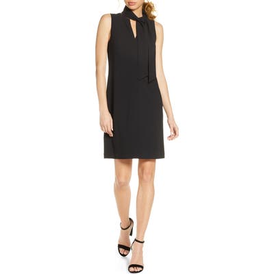 Sam Edelman Sleeveless Tie Neck Shift Dress, Black