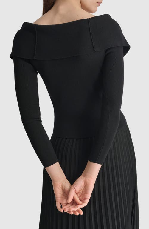 Shop Dkny Exaggerated Collar Half Zip Sweater In Black