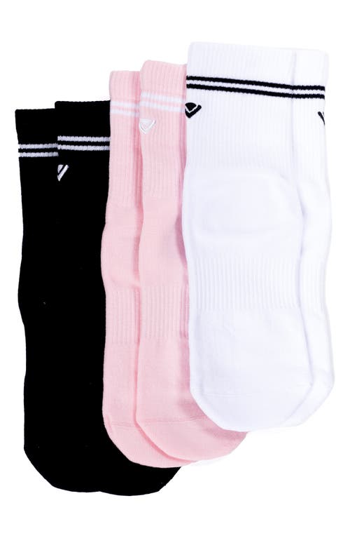 Arebesk Classic Assorted 3-pack Crew Socks In White/black/pink