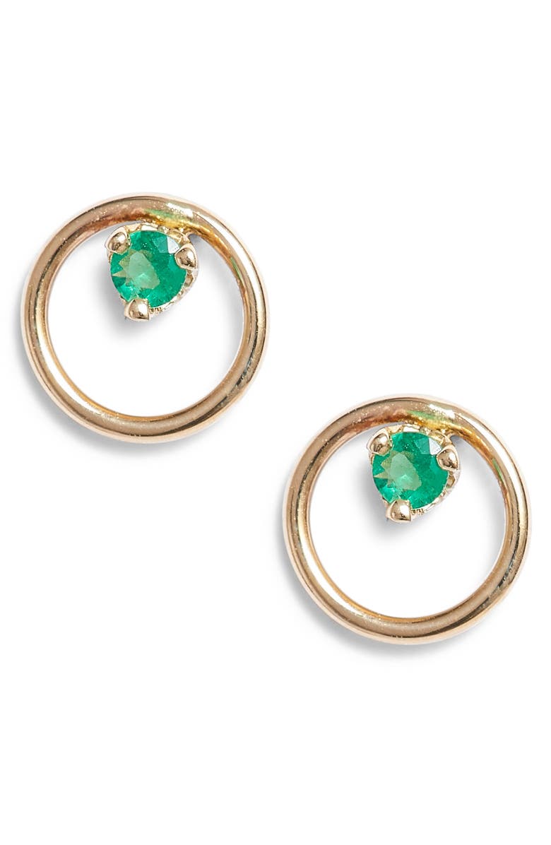 Zoë Chicco Single Emerald Open Circle Stud Earrings Nordstrom Single Emerald Open Circle Stud Earrings Main Color 710
