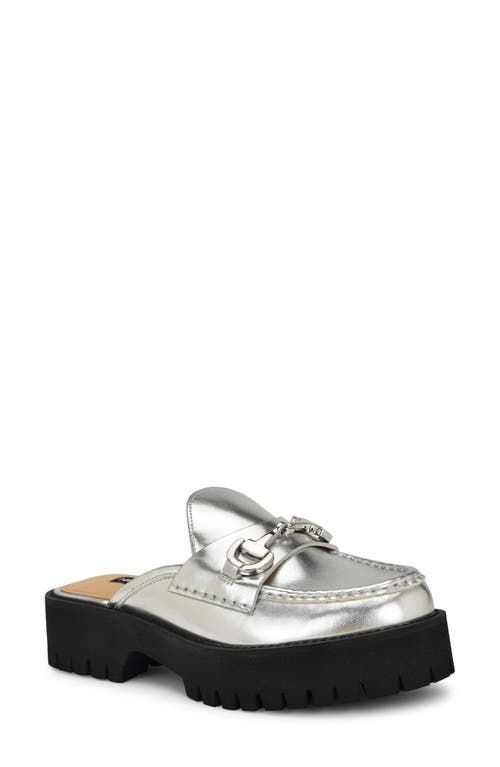 Shop Nine West Duntal Platform Bit Loafer Mule In Silver