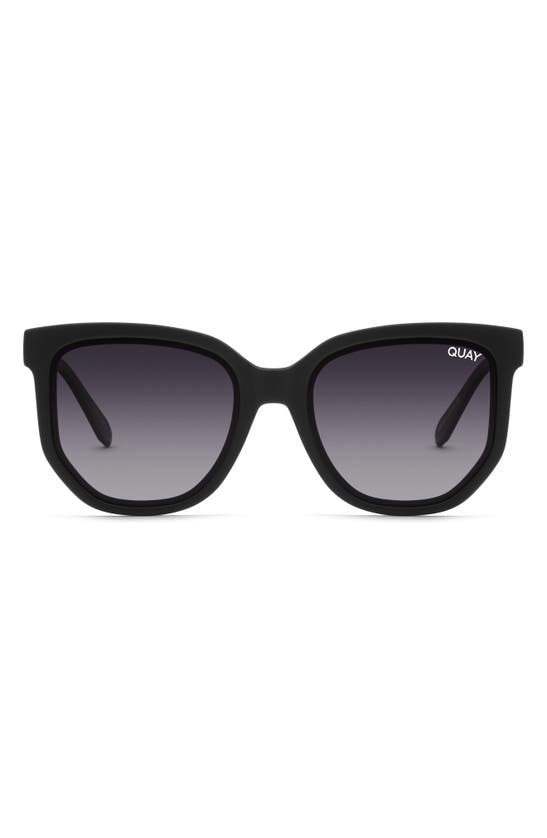 Quay Coffee Run 51mm Polarized Gradient Cat Eye Sunglasses In Black/ Smoke Polarized