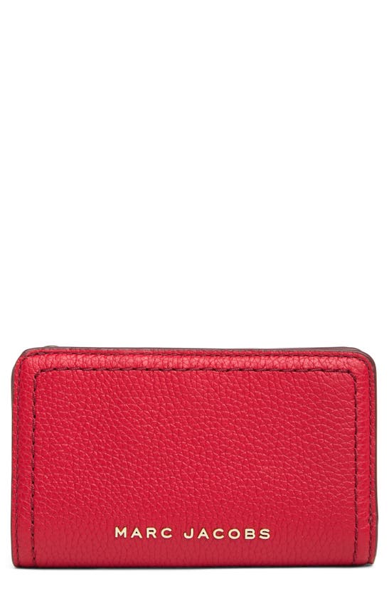 Marc Jacobs Topstitched Compact Zip Wallet In Fire Red