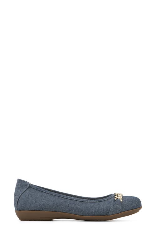 Cliffs By White Mountain White Mountain Charmed Flat In Denim Blue/fabric