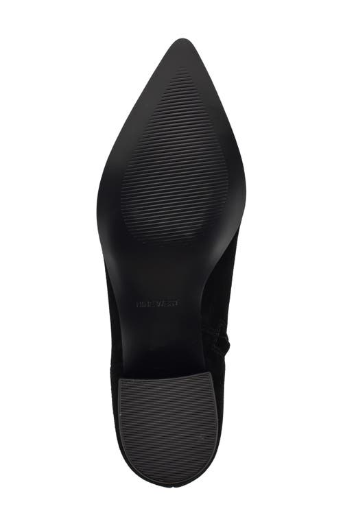 Nine West Maribu Womens Pointed Toe Block Heel Ankle Boots In Black Suede