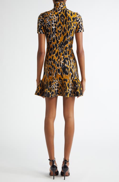 Shop Alaïa Leopard Jacquard Sweater Dress In Noir/multicolor