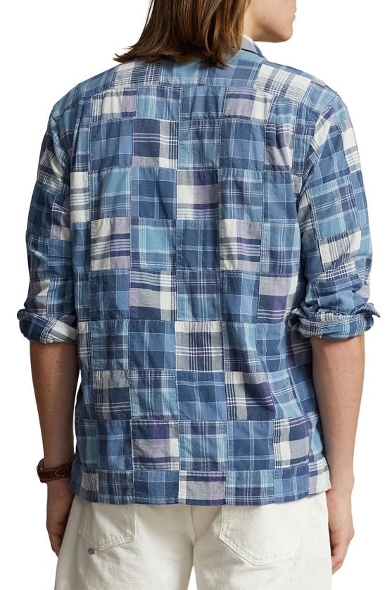 Shop Polo Ralph Lauren Madras Patchwork Button-up Shirt In Blue Patchwork
