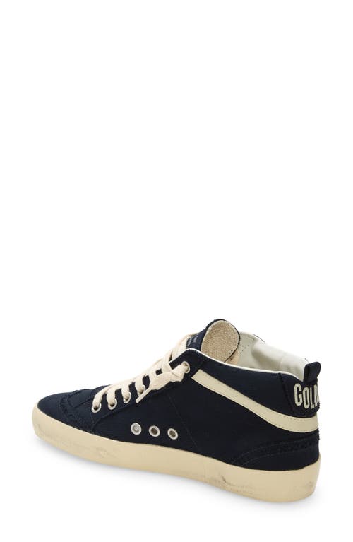 Golden Goose Mid Star Canvas Wing-tip Sneakers In Navy/silver