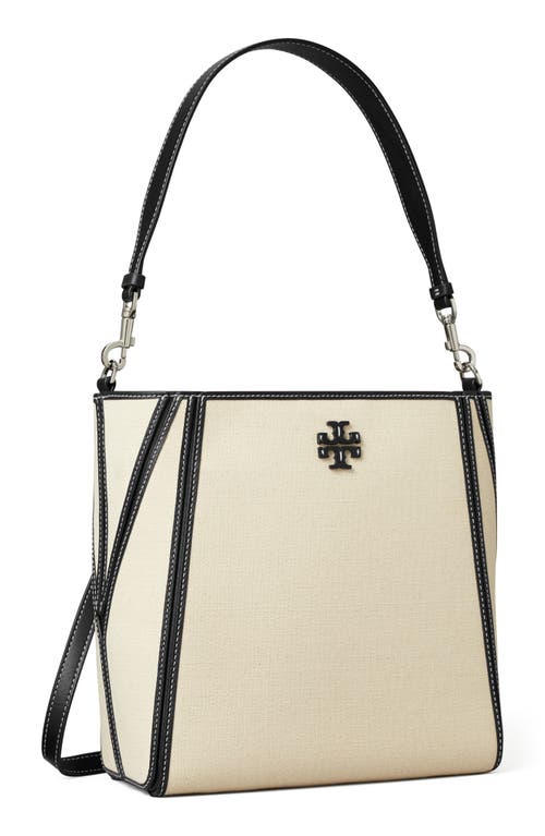 Shop Tory Burch Mcgraw Canvas Bucket Bag In Natural Multi