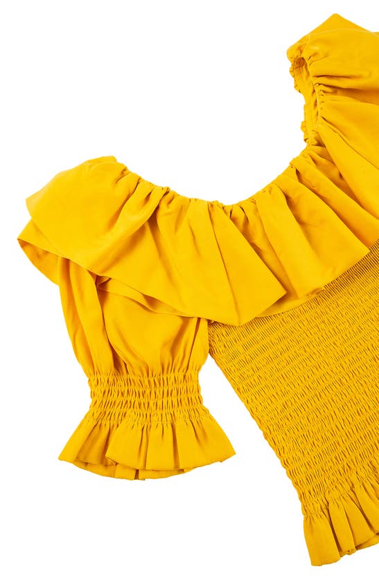 Shop Habitual Kids Kids' Smocked Ruffle Detail Top In Yellow