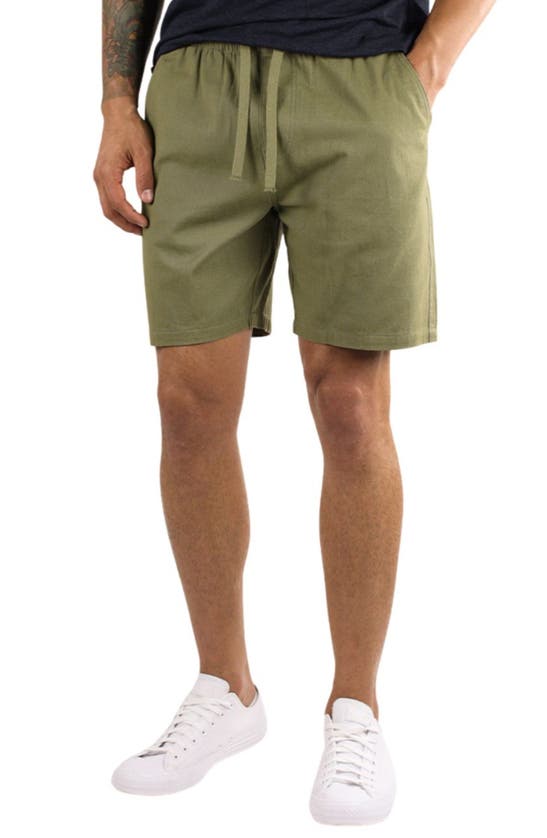 Shop Jachs Stretch Twill Pull-on Shorts In Olive