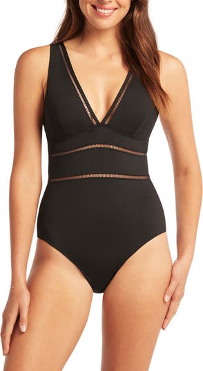 Plunge Belt Trim Detail Swimsuit