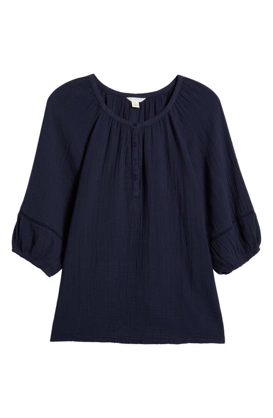 Shop Caslon (r) Duo Gauze Top In Navy Blazer