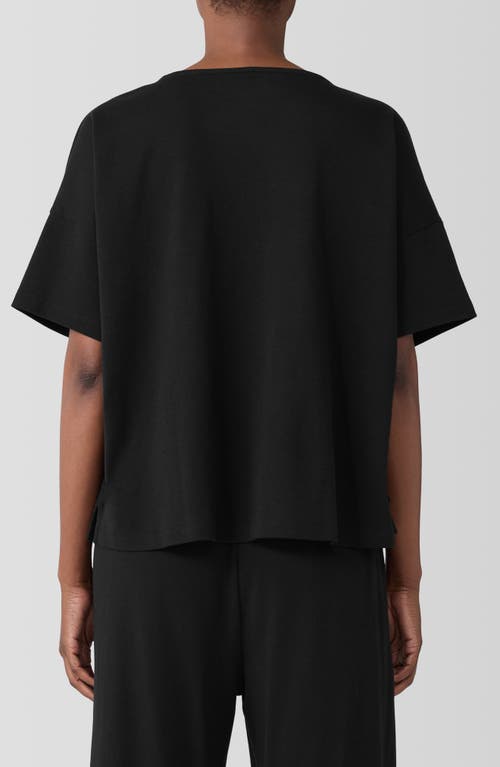 Eileen Fisher Sleep Boxy Organic Cotton Pajama Top In Black