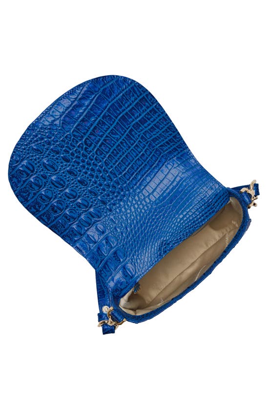 Shop Brahmin Briar Croc Embossed Leather Crossbody Bag In Cobalt Potion