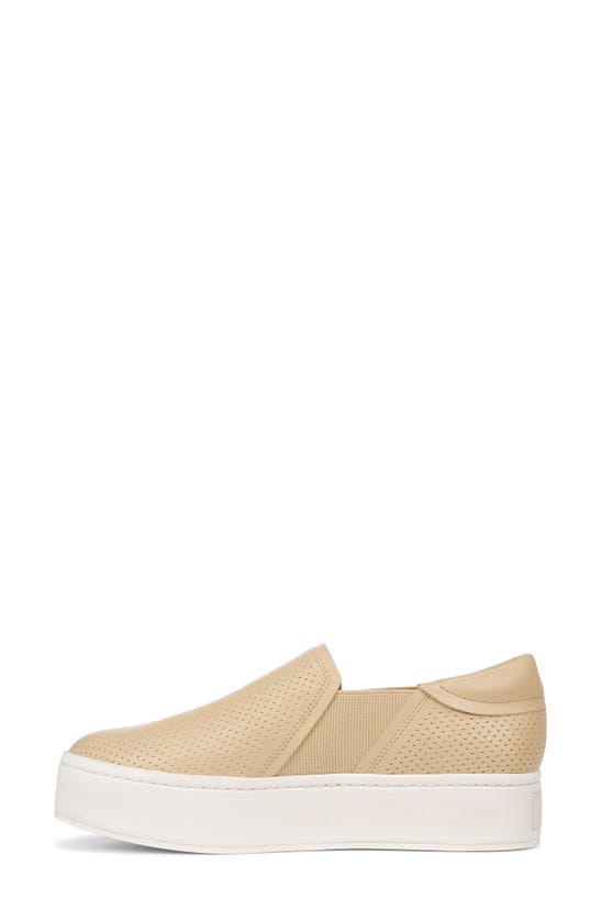 Shop Vince Warren Perforated Platform Sneaker In Macadamia Beige