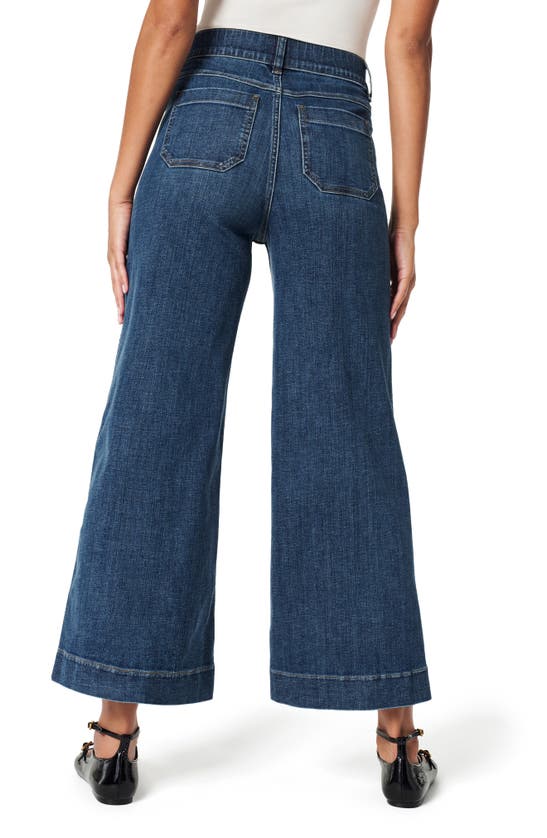 Spanx Crop Wide Leg Pull-on Jeans In Shaded Blue