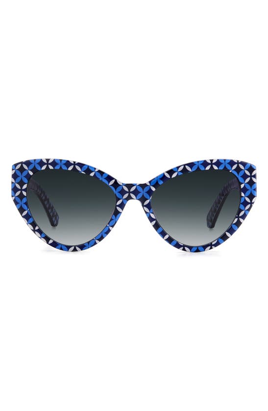 Shop Kate Spade Paisleigh 55mm Gradient Cat Eye Sunglasses In Blue Geo Pattern/ Grey Shaded