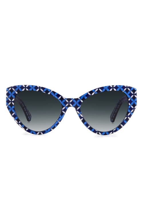 Kate Spade New York paisleigh 55mm gradient cat eye sunglasses in Blue Geo Pattern/Grey Shaded at Nordstrom