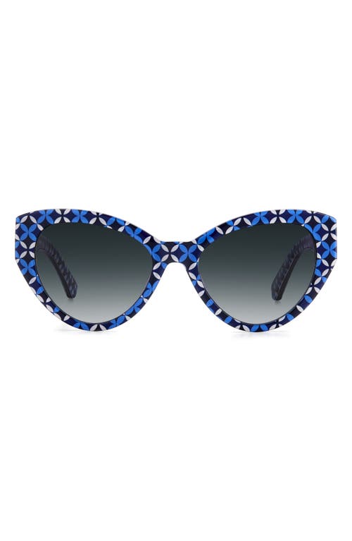 Kate Spade New York Paisleigh 55mm Gradient Cat Eye Sunglasses In Blue Geo Pattern/grey Shaded