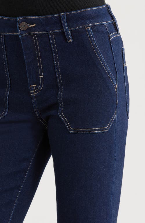 Shop Hidden Jeans Utility Pocket Flare Jeans In Dark Wash