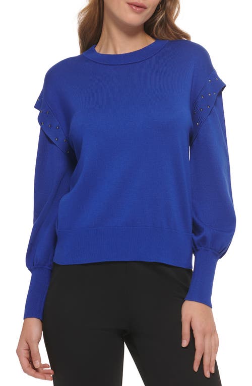 DKNY Studded Accent Crewneck Sweater in Black